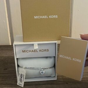 Michael Kors Silver Bracelet with Heart Pendant